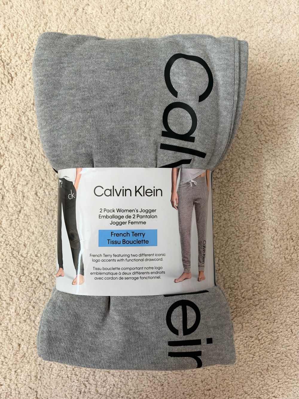 2 Calvin Klein Women's Joggers - French Terry - Grey and Black